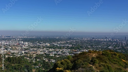 Los Angeles Panorama from Hollywood Hills Time Lapse Pan L California USA