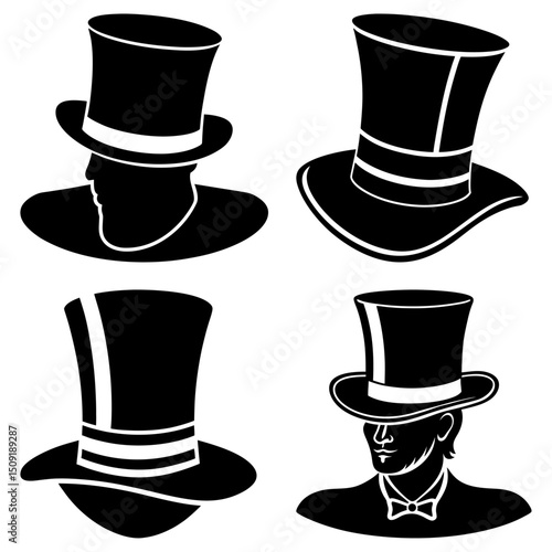 Abraham Lincoln Hat Silhouette vector illustration