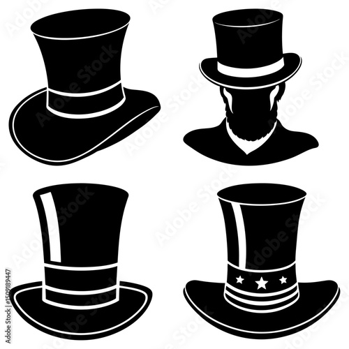 Abraham Lincoln Hat Silhouette vector illustration