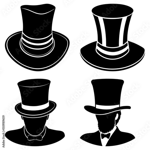 Abraham Lincoln Hat Silhouette vector illustration