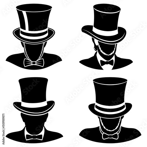 Abraham Lincoln Hat Silhouette vector illustration