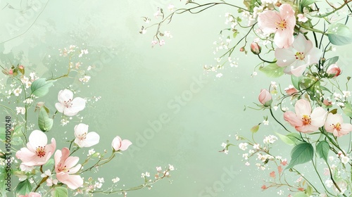 Delicate floral design with pastel colors.