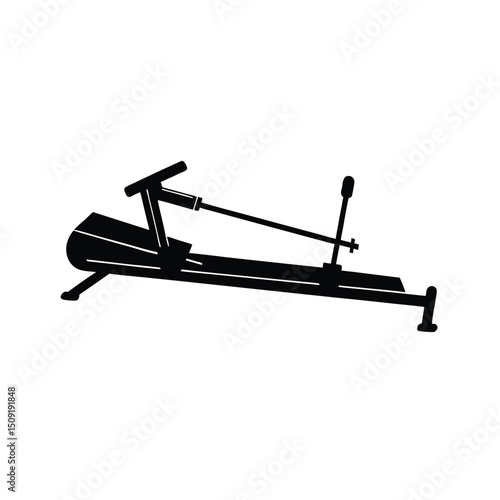 Rowing Machine Cardio And Strength Trainer Silhouette Vector Art Illustration