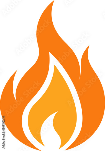 Modern fire flame graphic symbol for hazard warning or burn danger vector icon design