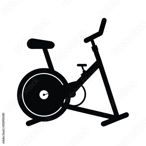 Stationary Bike Indoor Cardio Fitness Equipment Silhouette Vector Art Illustration