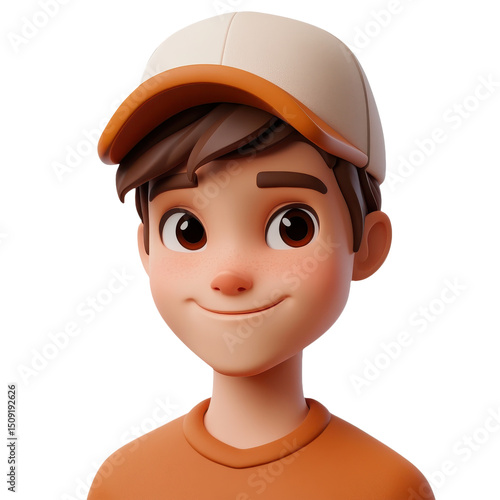 Charming Cartoon Boy Portrait: A Cheerful Character with a Playful Vibe, Perfect for Animation and Graphic Design Projects. Youthful, Stylish and Trendy.