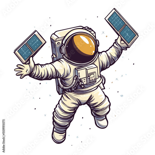 Astounding Space Exploration: Satellite and Astronaut with Hands in the Universe