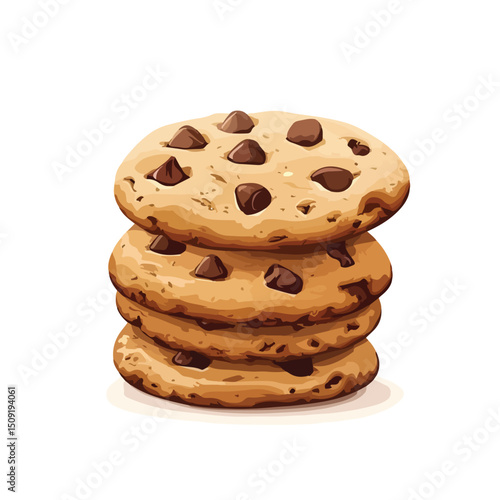 Stack of Homemade Cookies Icon: Classic Vector Illustration in Isolated Style