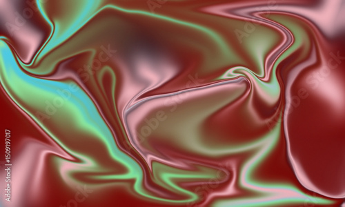 Abstract Background with Copper, Turquoise, and Pink Fluid Waves and Subtle Folds