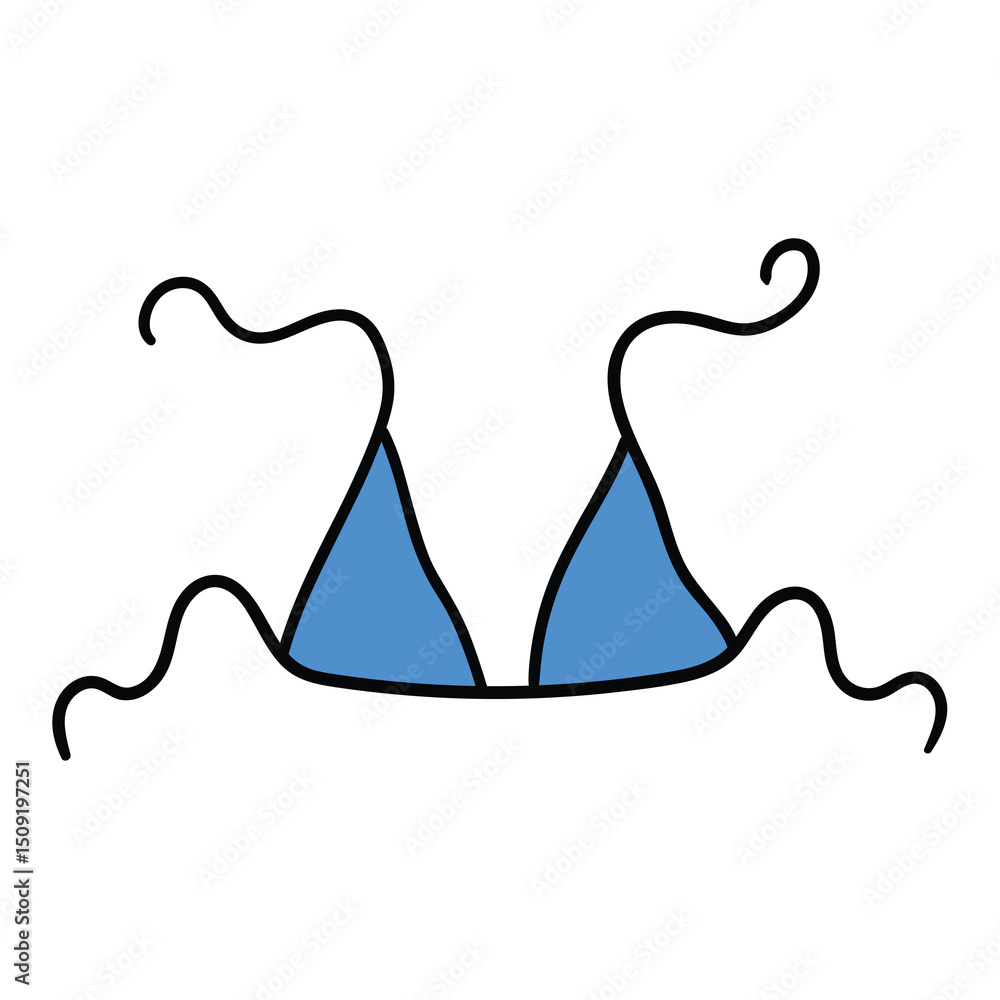 Naklejka premium Hand drawn cartoon blue bra on white background.