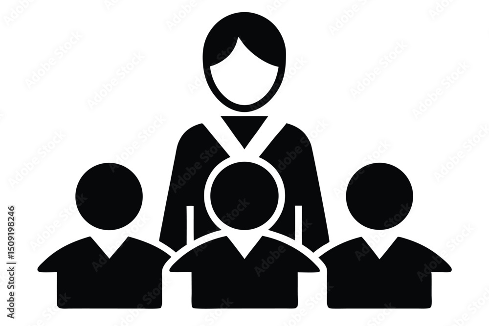teacher with students vector icon teacher with students vector icon
