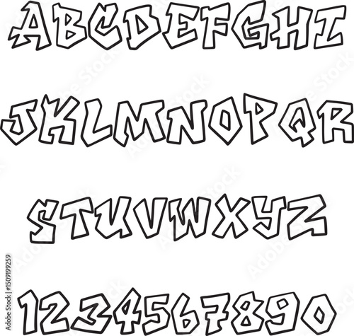 Graffiti  typography font lettering ABC cartoon vector text