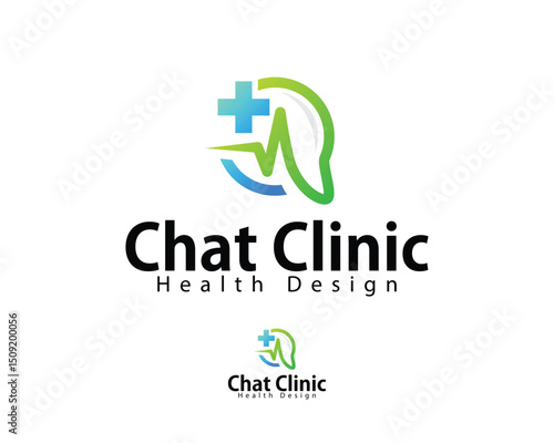 chat health logo creative design concept medical clinic doctor