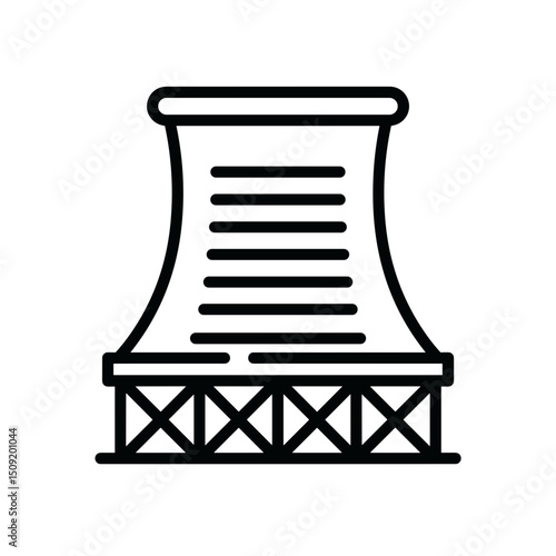 Cooling tower design in line art style representing nuclear industry icon  