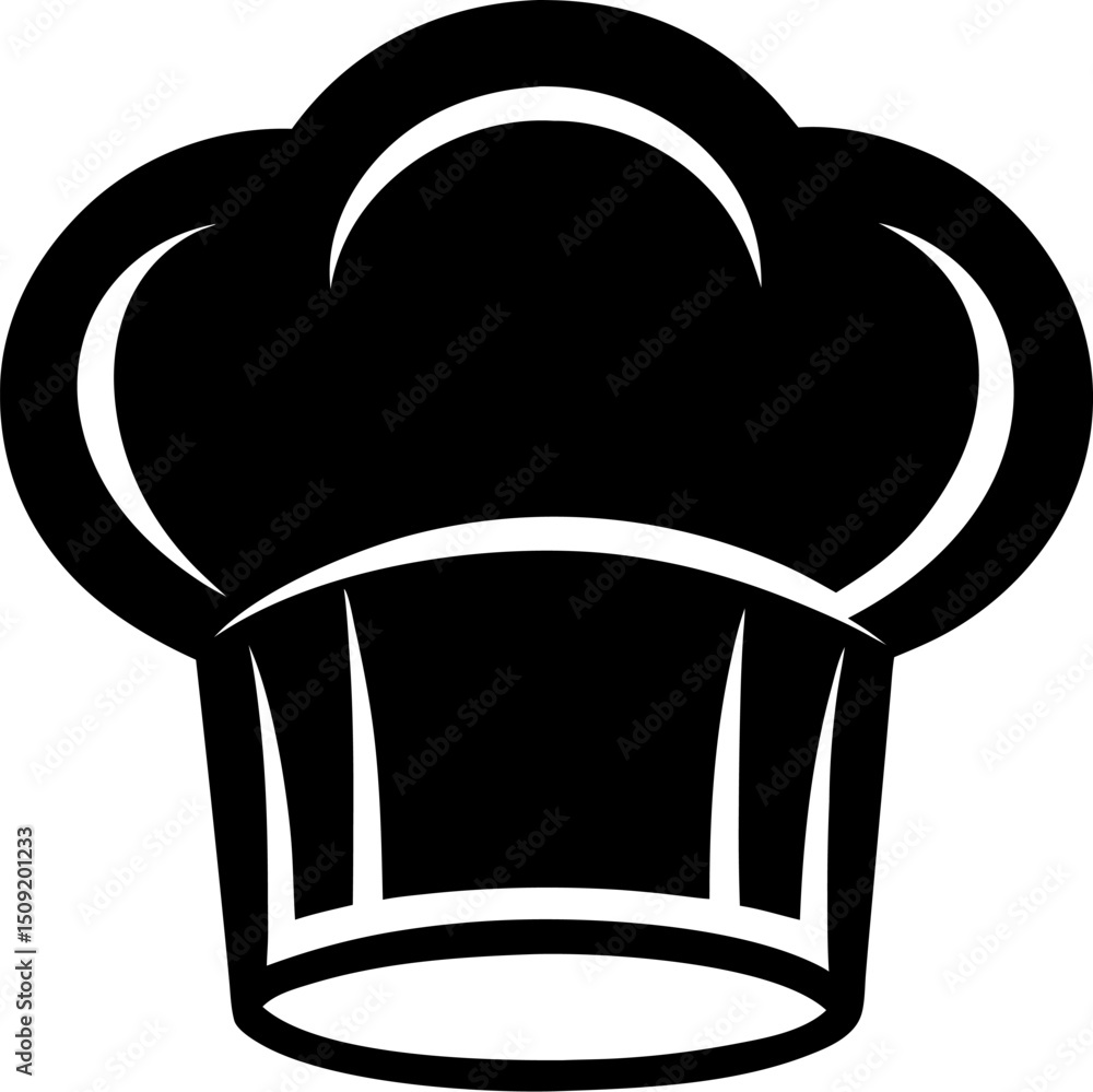 Clean and simple black and white chef's hat symbol for culinary or restaurant branding Clean and simple black and white chef's hat symbol for culinary or restaurant branding