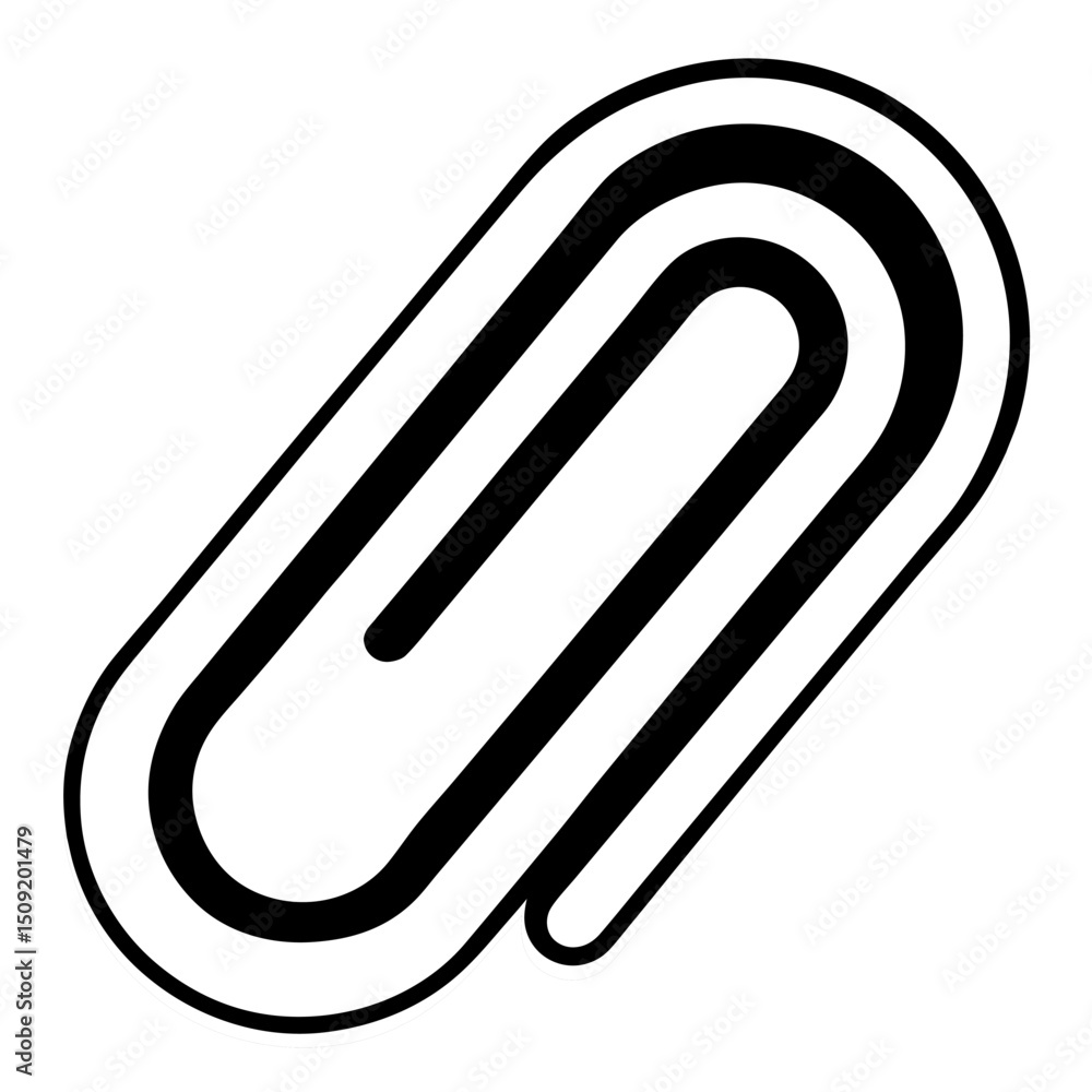 Simple graphic illustration of a black and white paperclip isolated on a white background Simple graphic illustration of a black and white paperclip isolated on a white background