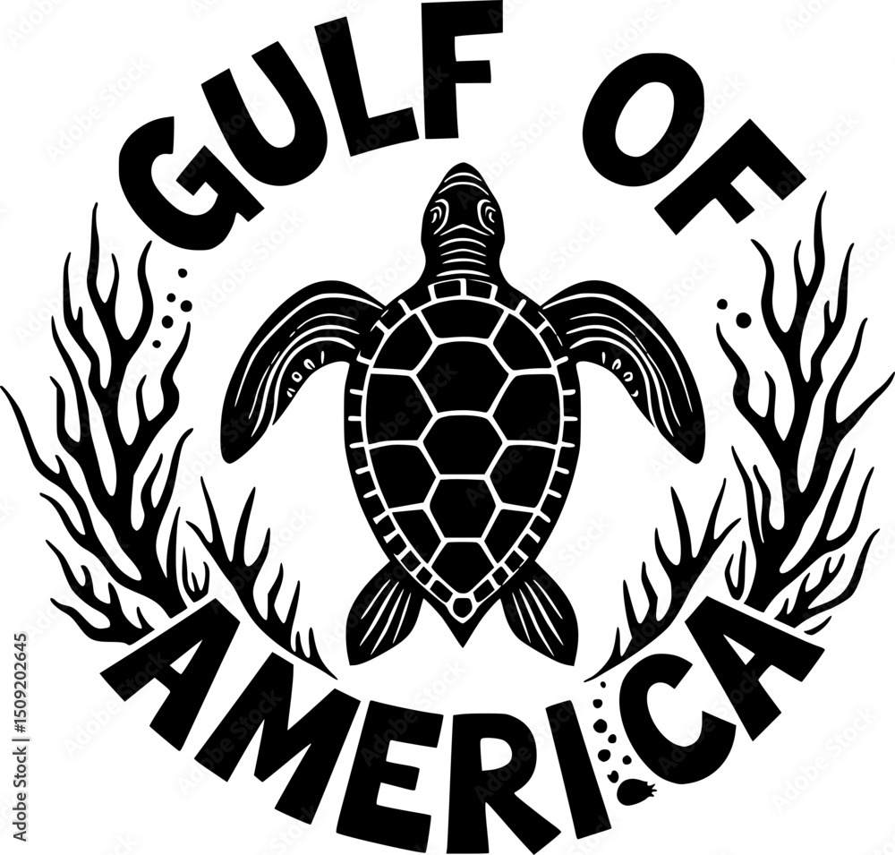 Naklejka premium Gulf Coast Turtle Emblem: Oceanic Silhouette Design