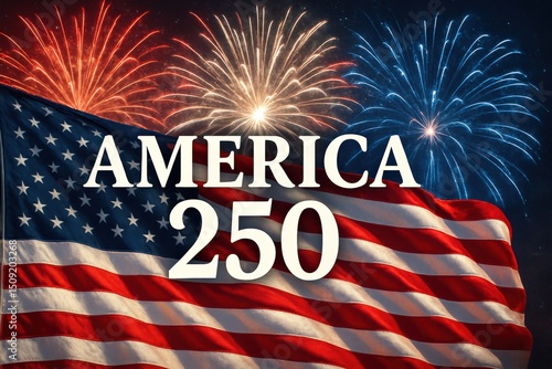 America 250 Fireworks Celebration With U.S. Flag