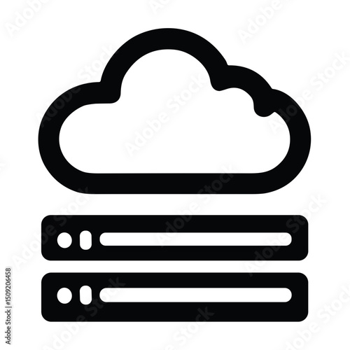 Cloud server vector image on transparent background for cybersecurity and data protection concept