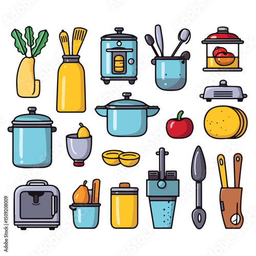 Professional Set Collection Color Icon Designs on White Background for Versatile Usage