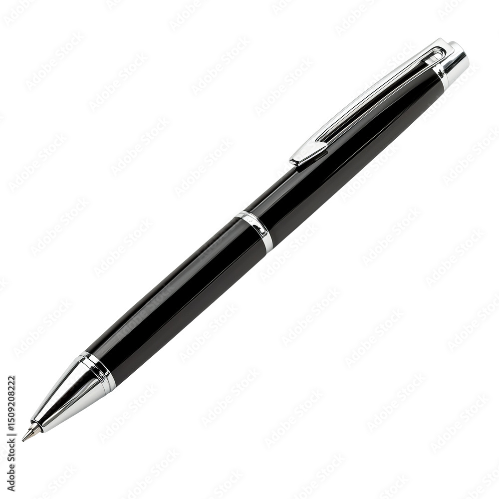 A close-up shot of a stylish black pen, its polished surface reflecting a modern design, ready to bring ideas to life. A close-up shot of a stylish black pen, its polished surface reflecting a modern design, ready to bring ideas to life.