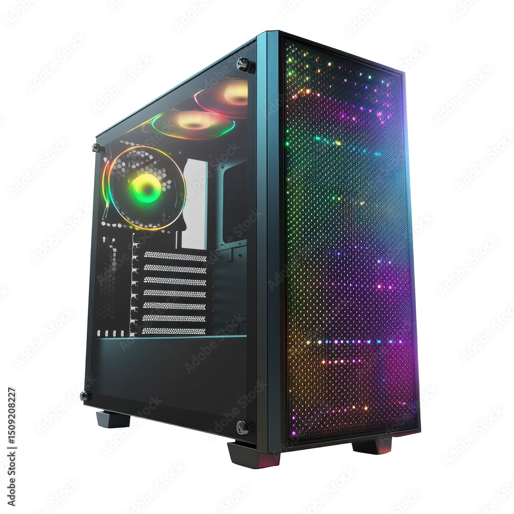 Fototapeta premium Gaming Pc Tower Mockup With Blank Rgb isolated on a transparent background