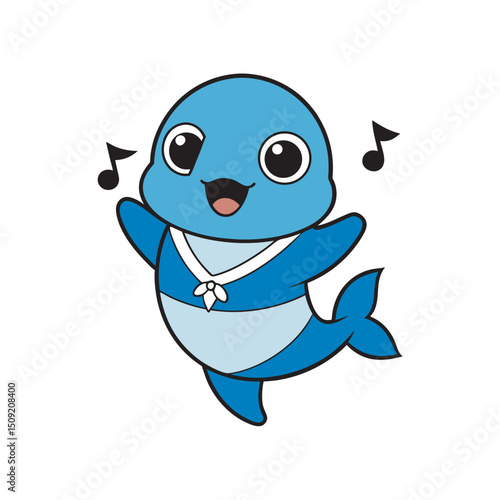 Kawaii Baby Shark Smiling With Fins
