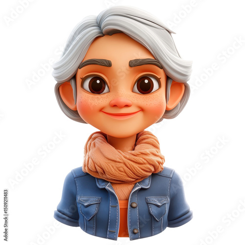 Charming Cartoon Woman: A Cheerful Character Portrait in Modern Digital Art