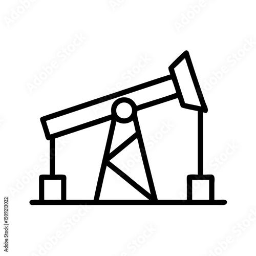 Oil pump jack icon in minimalist line art style  