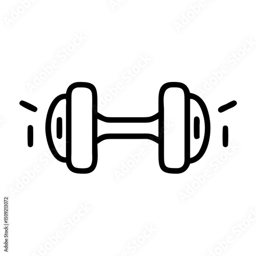Dumbbell illustration in minimalist style with black outline design  