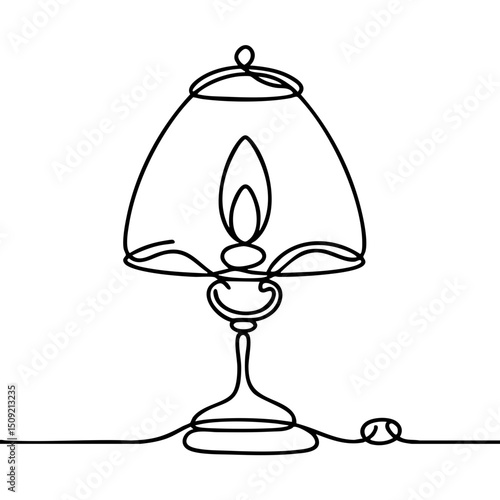 Simple line art lamp design with candle inside