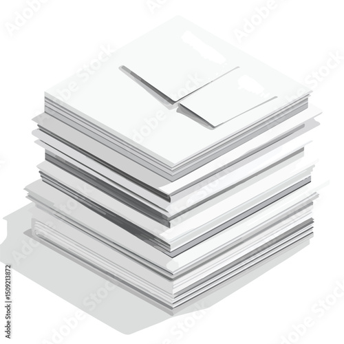 Professional office document stack with shadow vector illustration for business presentations