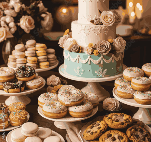 Delicious gourmet Turkish pastries and sweets are freshly baked and displayed in a traditional market bakery
