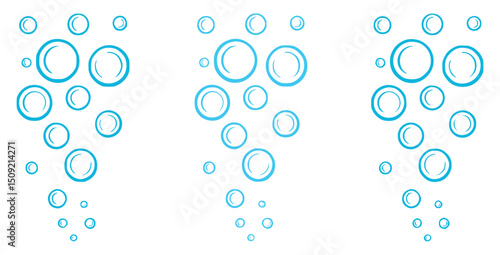 Abstract blue bubbles rising against white background