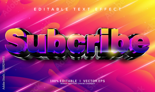 subcribe vector text effect with modern style design