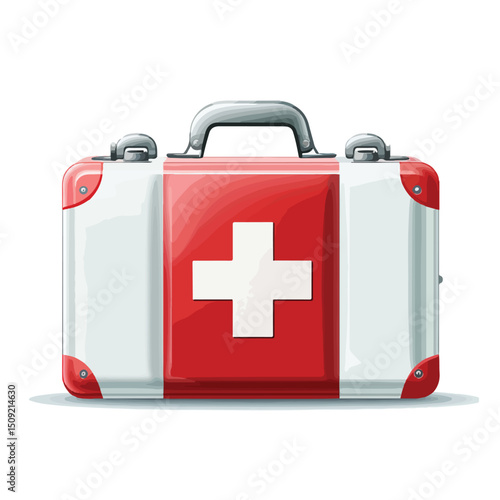 Professional First Aid Medical Suitcase Vector Illustration for Emergency Response Kits