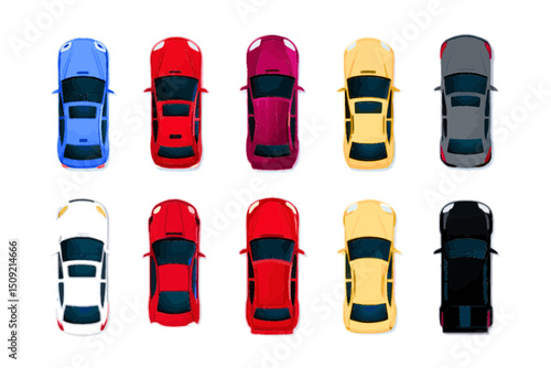 top view car vector collection for architectural, urban, and game design