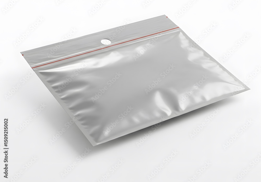 Blank, light gray, plastic zipper bag