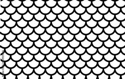 Black and white seamless mermaid scale pattern