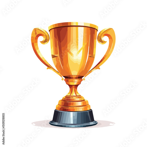 Elegant Trophy Cup Championship Vector Illustration on White Background