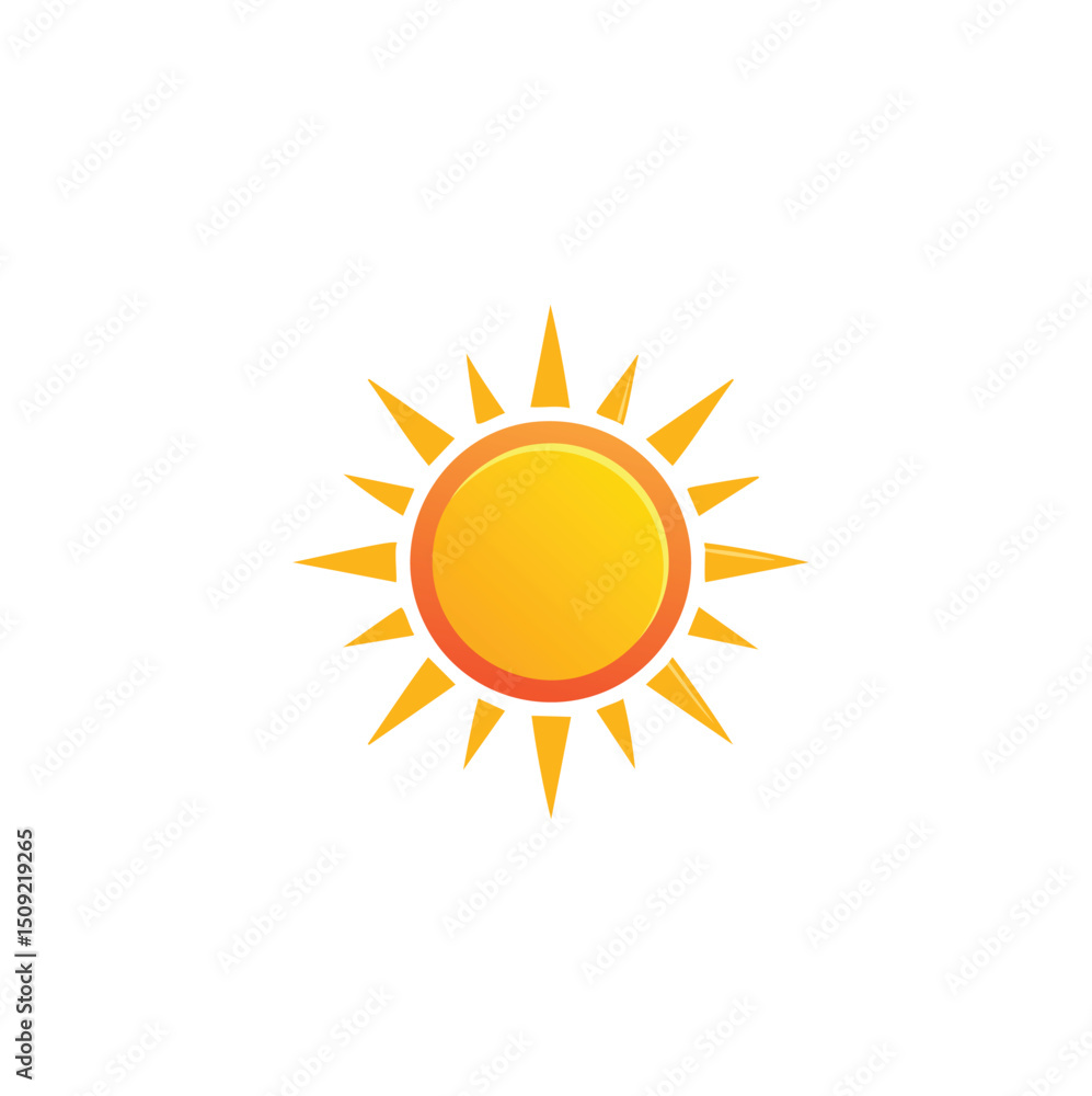 Bright yellow sun icon summer design element Bright yellow sun icon summer design element