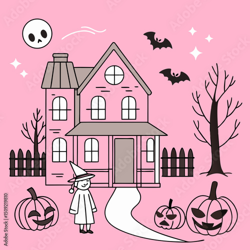 set of silhouettes of Halloween on a white background. Vector illustration