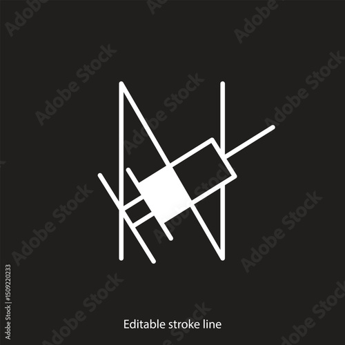 No syringe, hormones, antibiotic, drugs icon. No injection symbol. Vector stock illustration isolated on black background for design template medical, pharmacy, hospital. Editable stroke line.