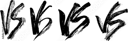 VS Versus Ink Brush Stroke Drawing Vector Set