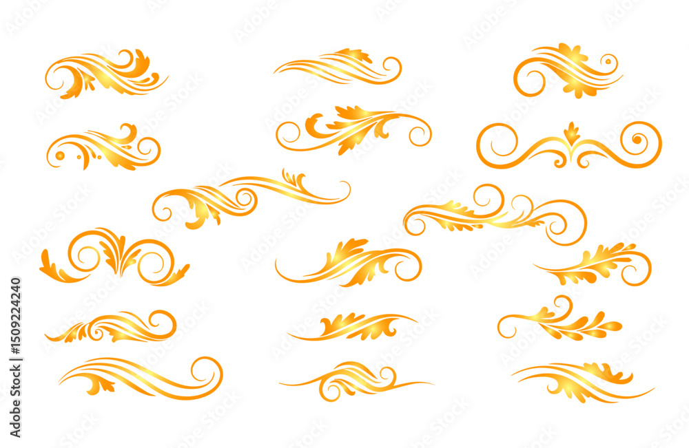 Fototapeta premium Golden Floral Swirls A Collection of Elegant Vector Ornaments