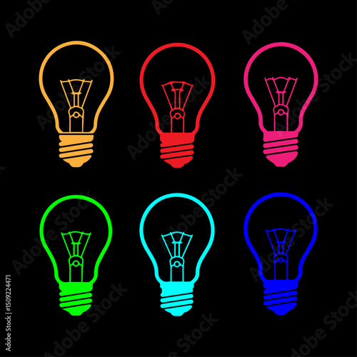 Colorful Light Bulb Icons Vector Graphics for Websites and Apps