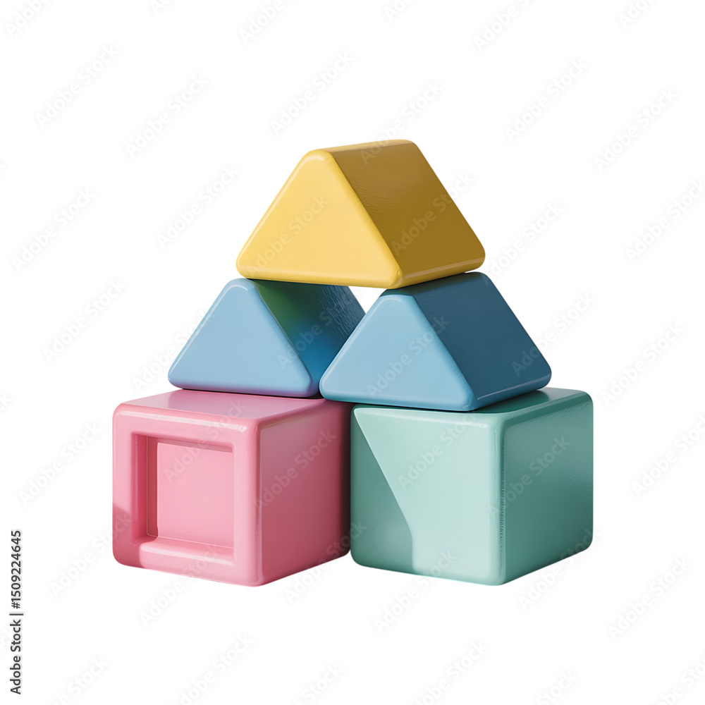 Fototapeta premium A charming pastel blocks arranged building a playful structure childhood on transparent background