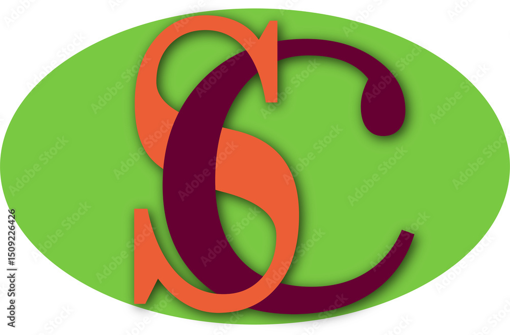 Fototapeta premium Bold letters with green background and in oval shape .