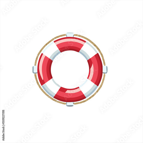 Red and white life preserver ring buoy safety equipment