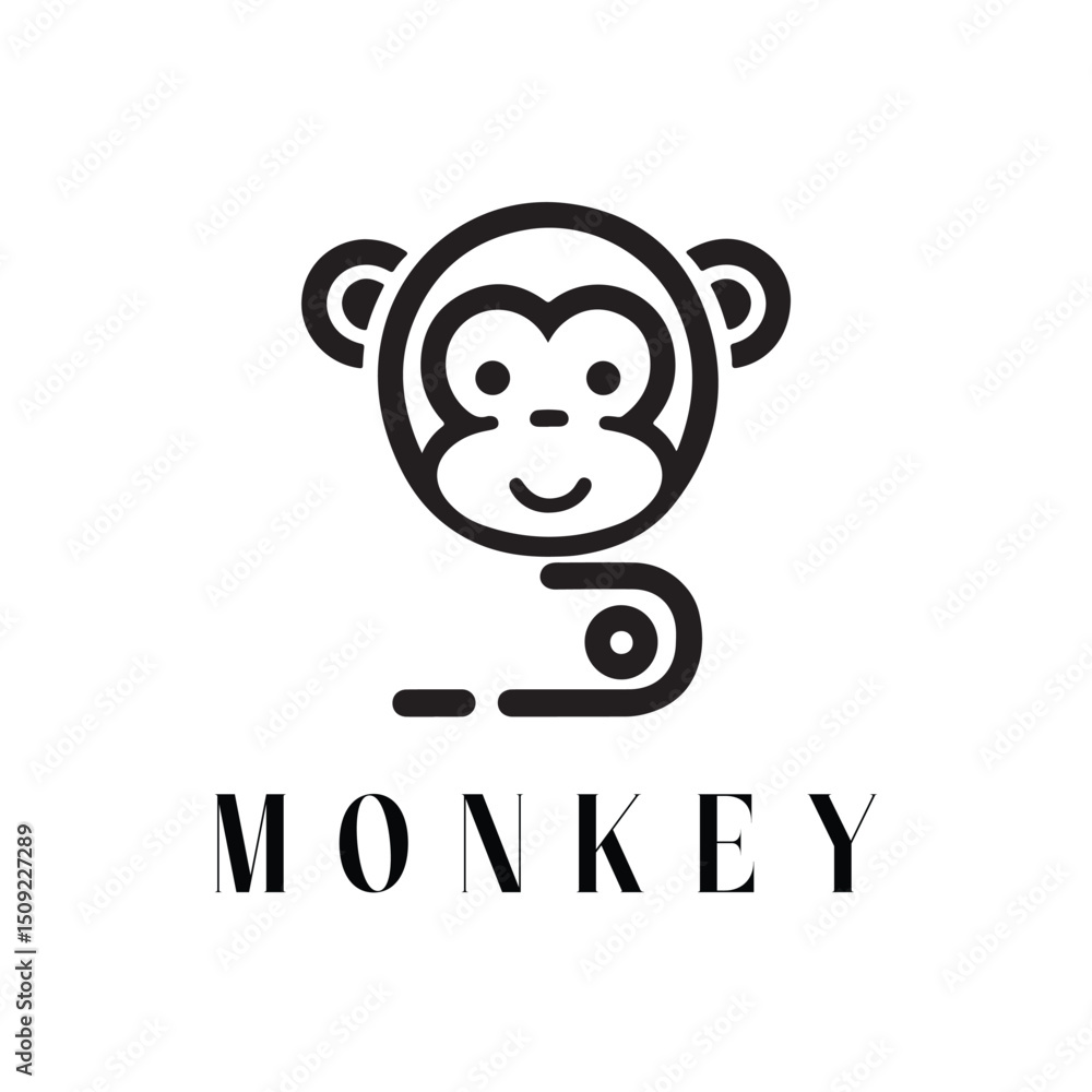 Monkey logo design icon silhouette style vector minimal art illustration on a white background
Monkey logo design icon silhouette style vector minimal art illustration on a white background